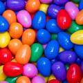 A whole bunch of colorful plastic eggs.
