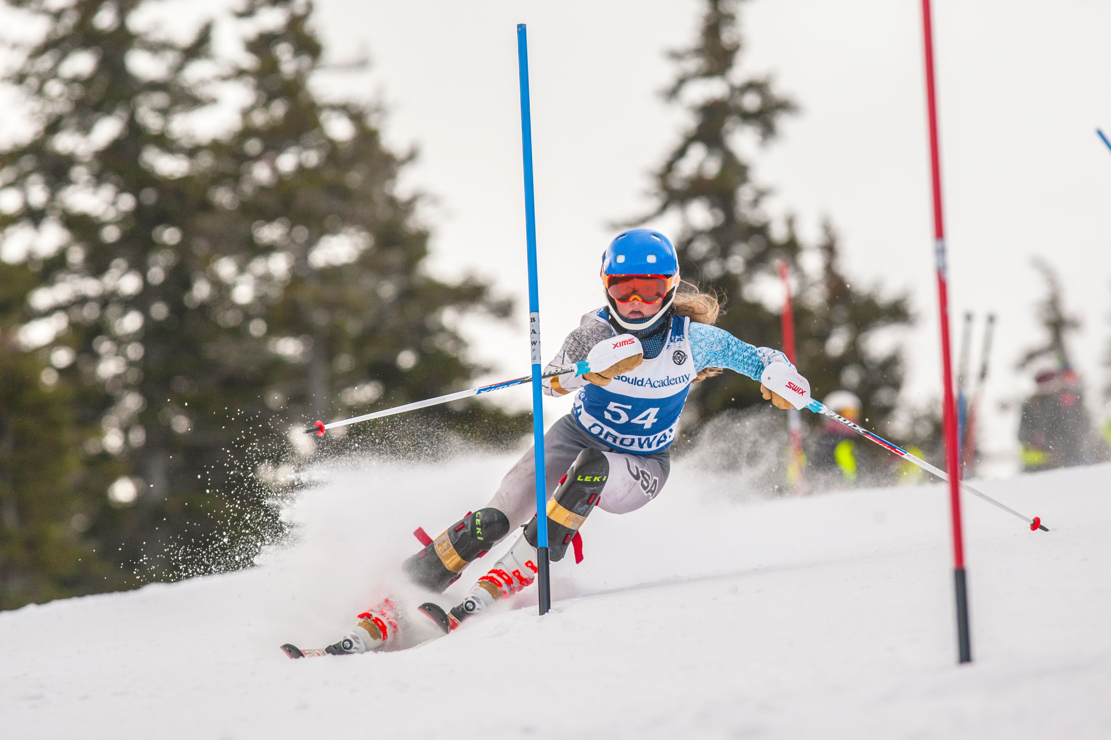 A kid ski racing with GACP at Sunday River.