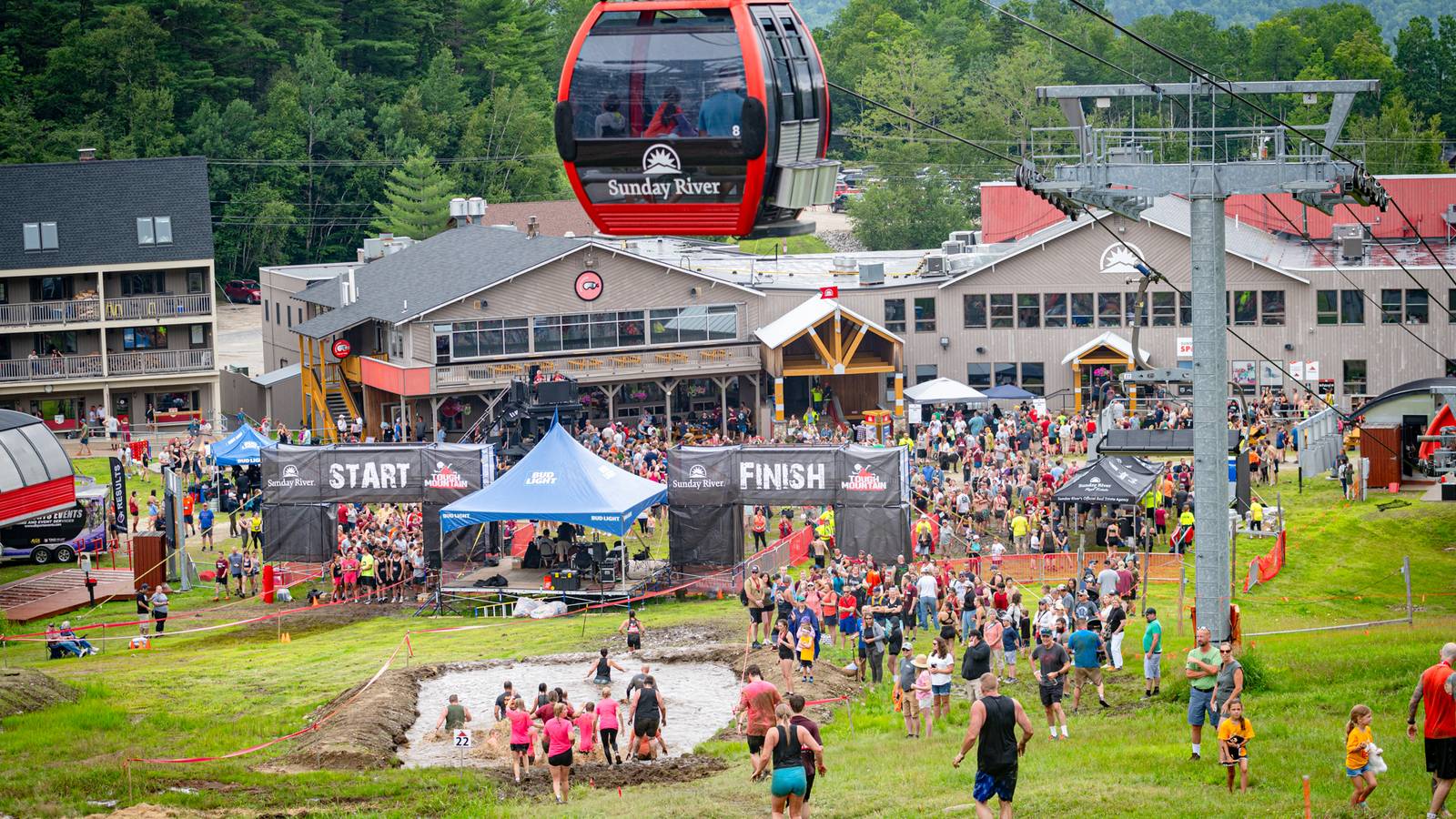 People racing at the tough Mountain Challenge at Sunday River.