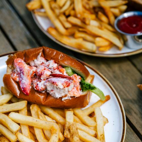Lobster roll and french fries at Sunday River.