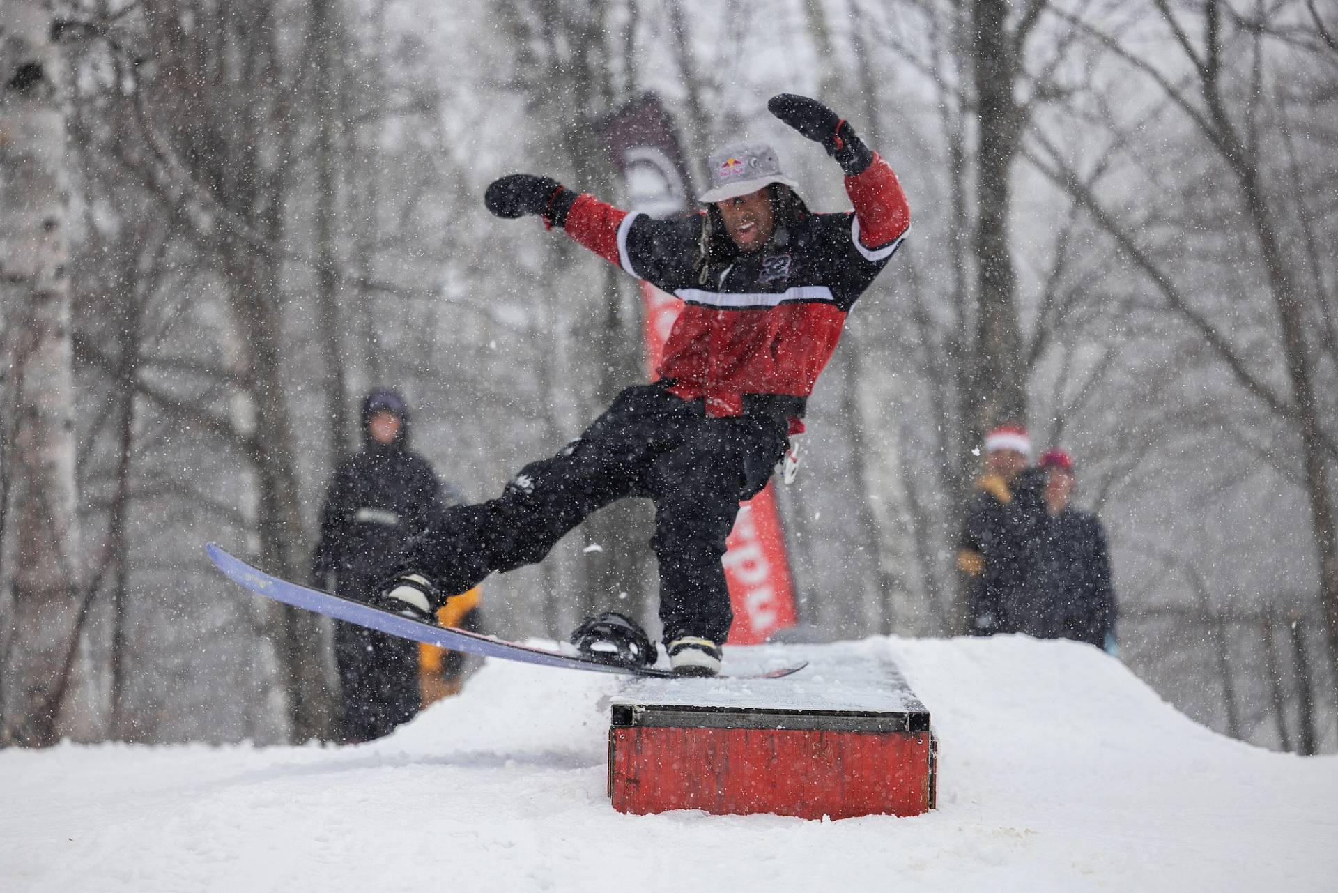 A snowboarder at Sunday River, Maine