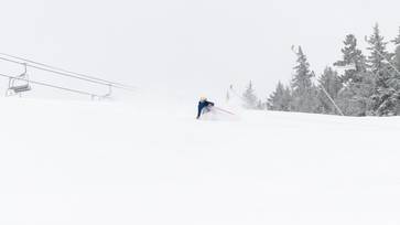 Skier in powder on Risky Business.