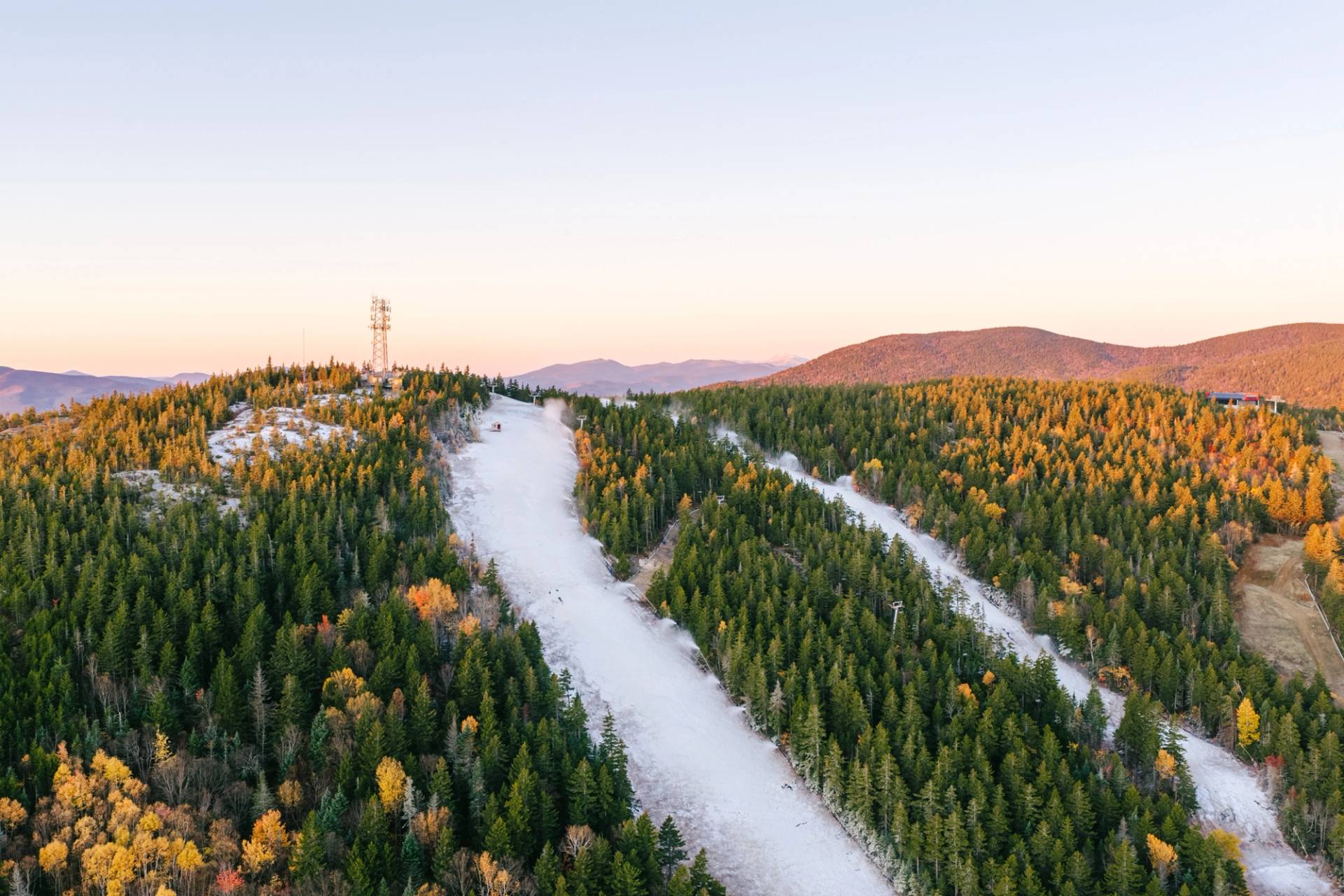 Locke Mountain with snowmaking at Sunday River. 