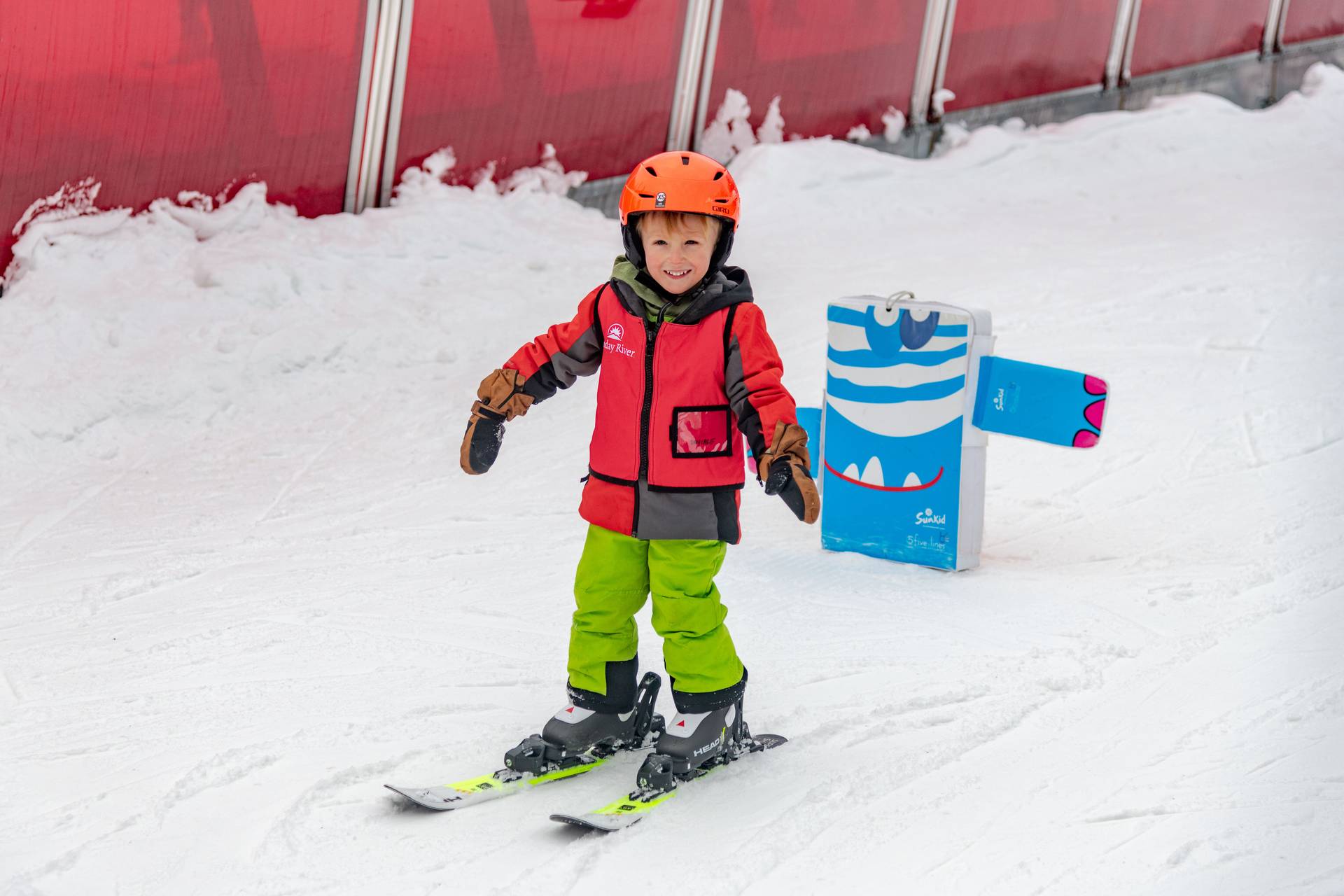 A kid in lessons at Sunday River Resort.