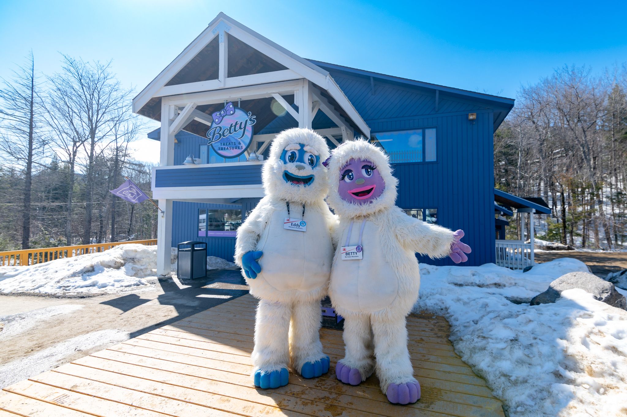 The Yetis outside Betty's Treats and Treasures