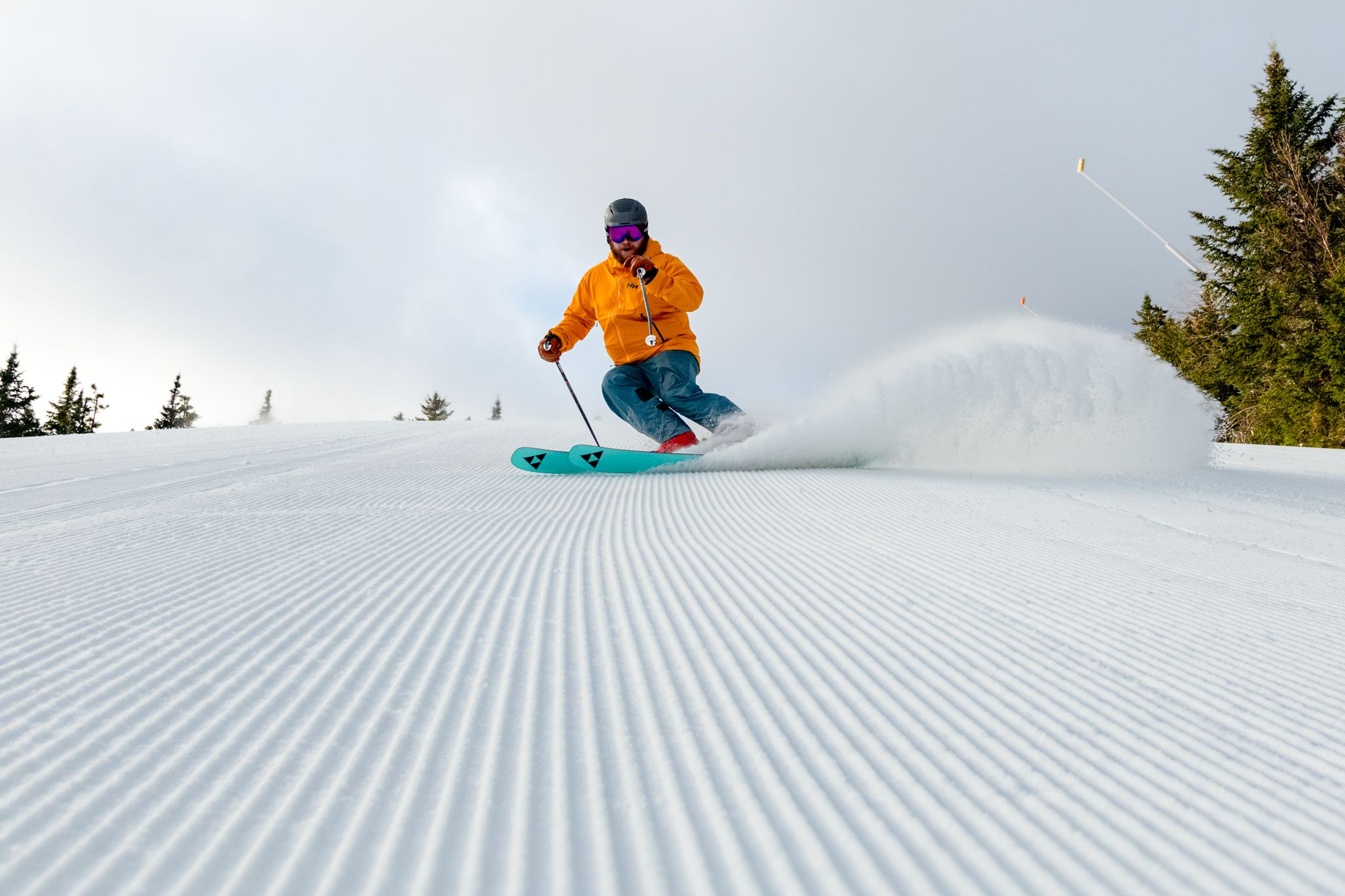 Skier on corduroy.