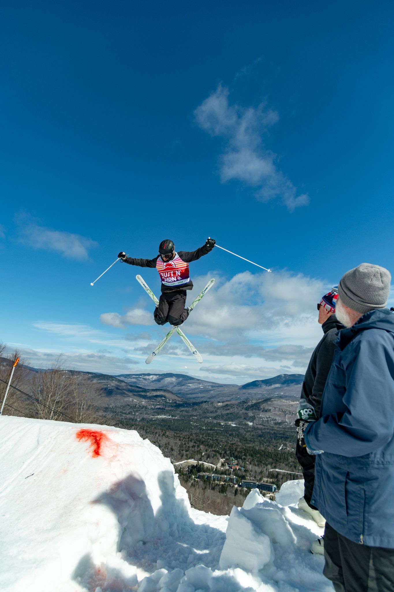 Skier on a jump at the Bust 'N' Burn event