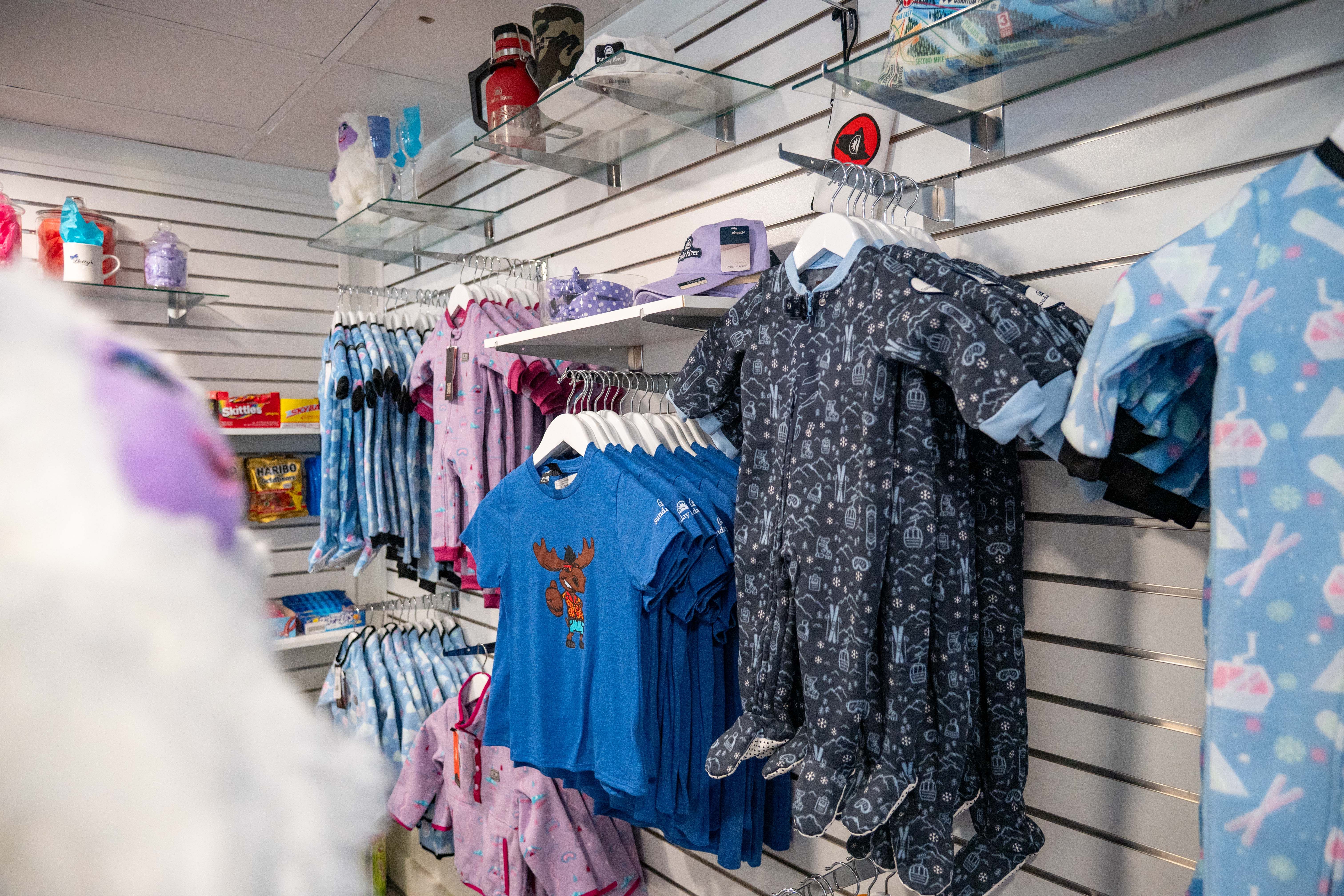 Kids clothing on racks at Betty's.