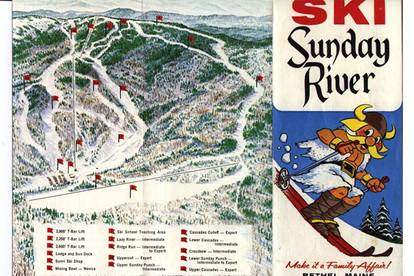 A copy of a trail map from the 1960s at Sunday River.