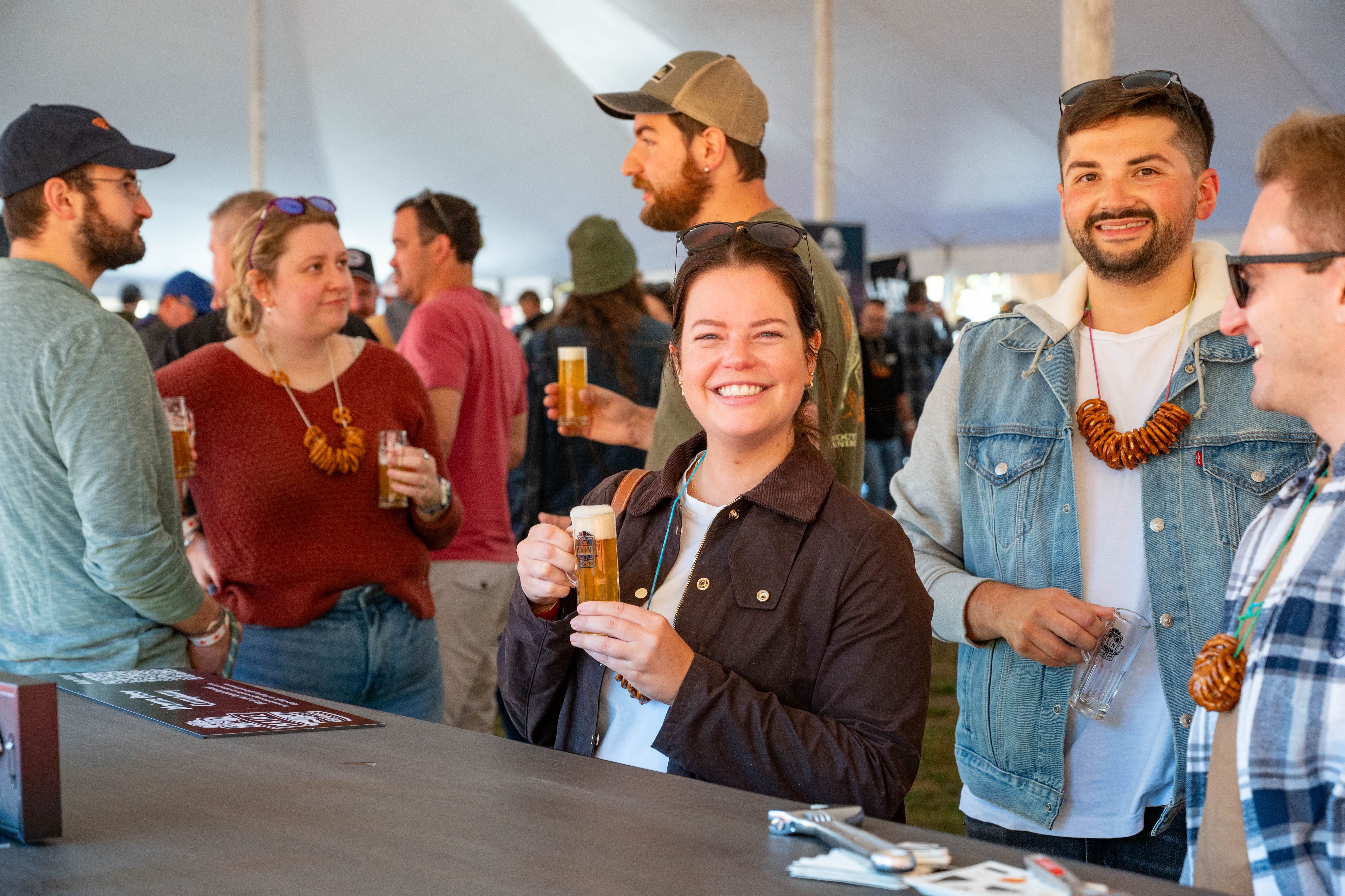 People in the tents at Maine Brew Fest at Sunday River. 