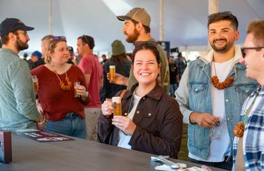 People in the tents at Maine Brew Fest at Sunday River.