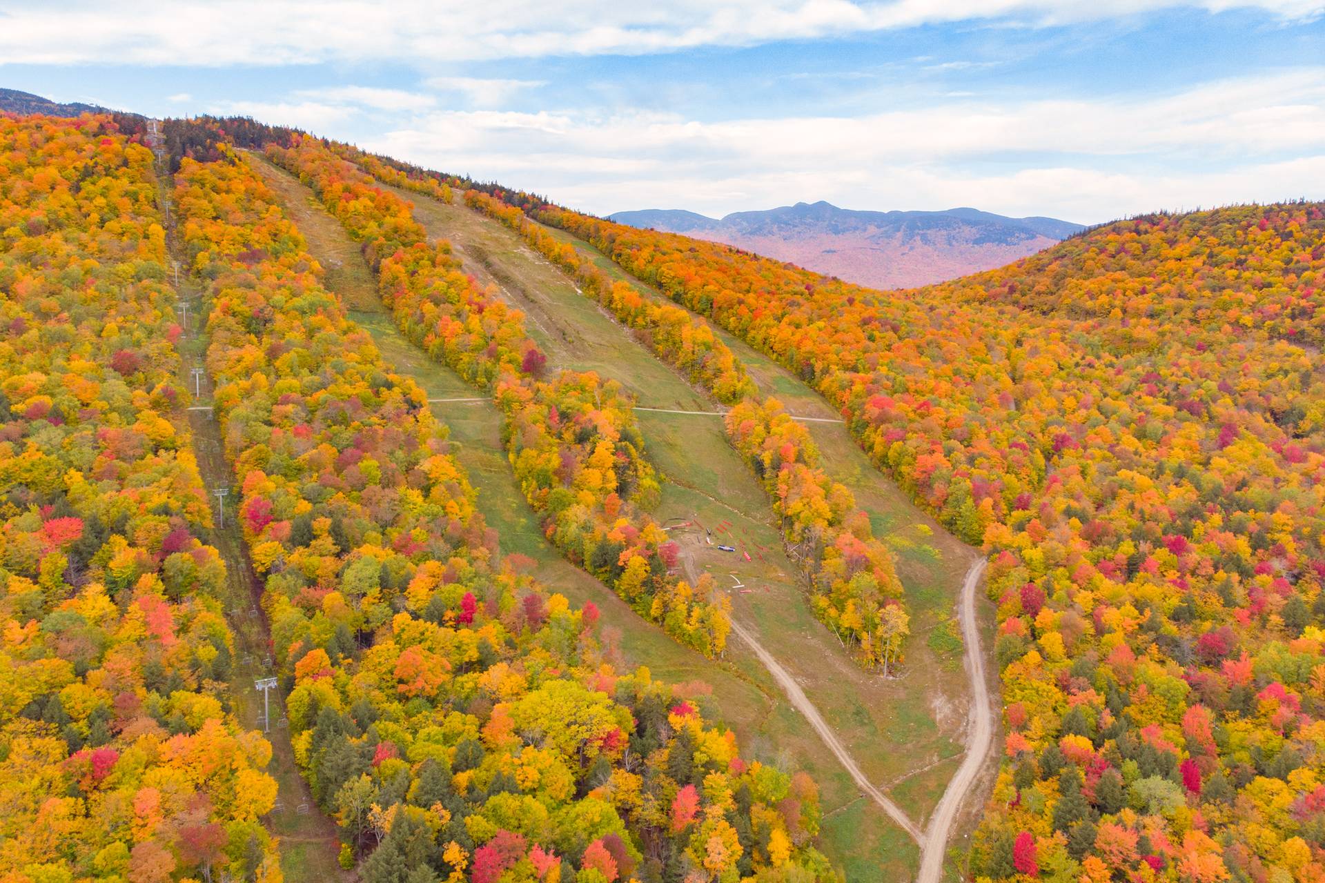 A scenic view of some peaks at Sunday River.