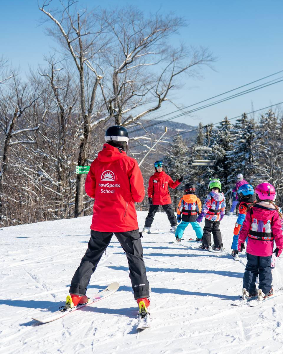 A group of ski school students