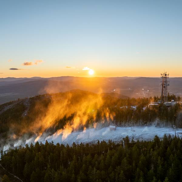 Snowmaking start at Sunday River for the 2025/26 season on Locke Peak.