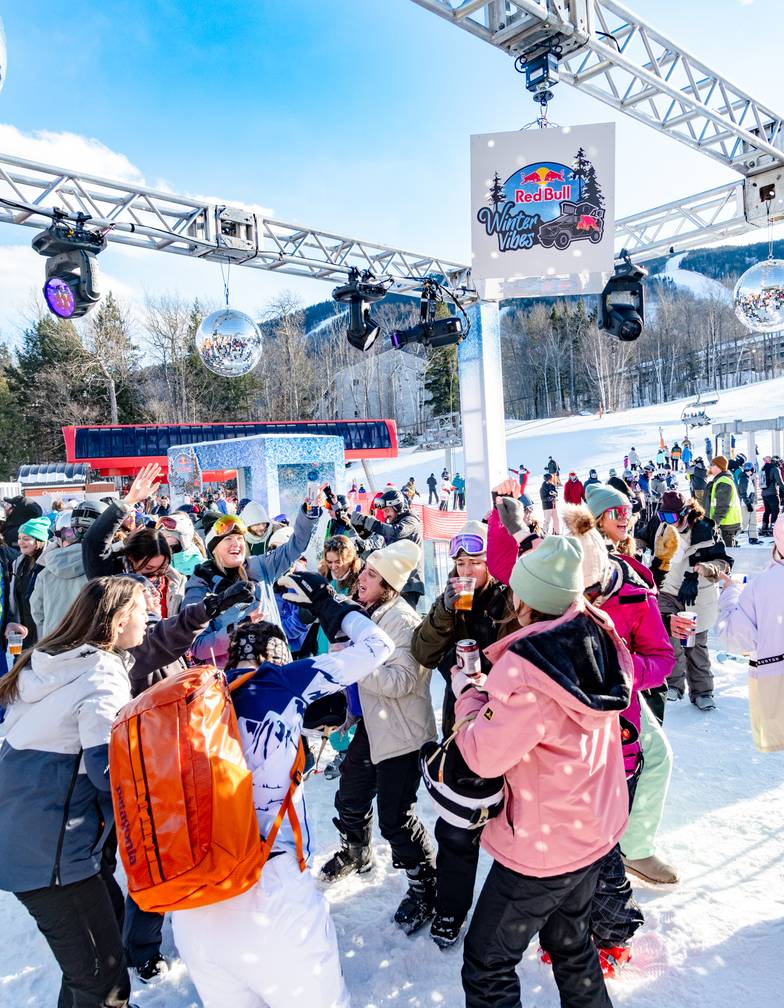 People dancing to music at the base of Sunday River