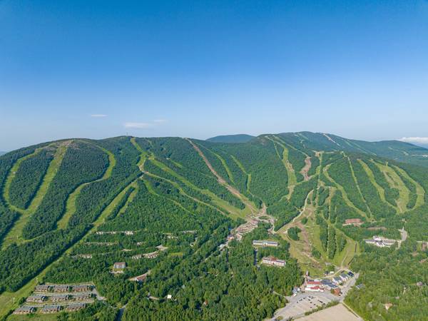 Aerial view of Sunday River in the summer.