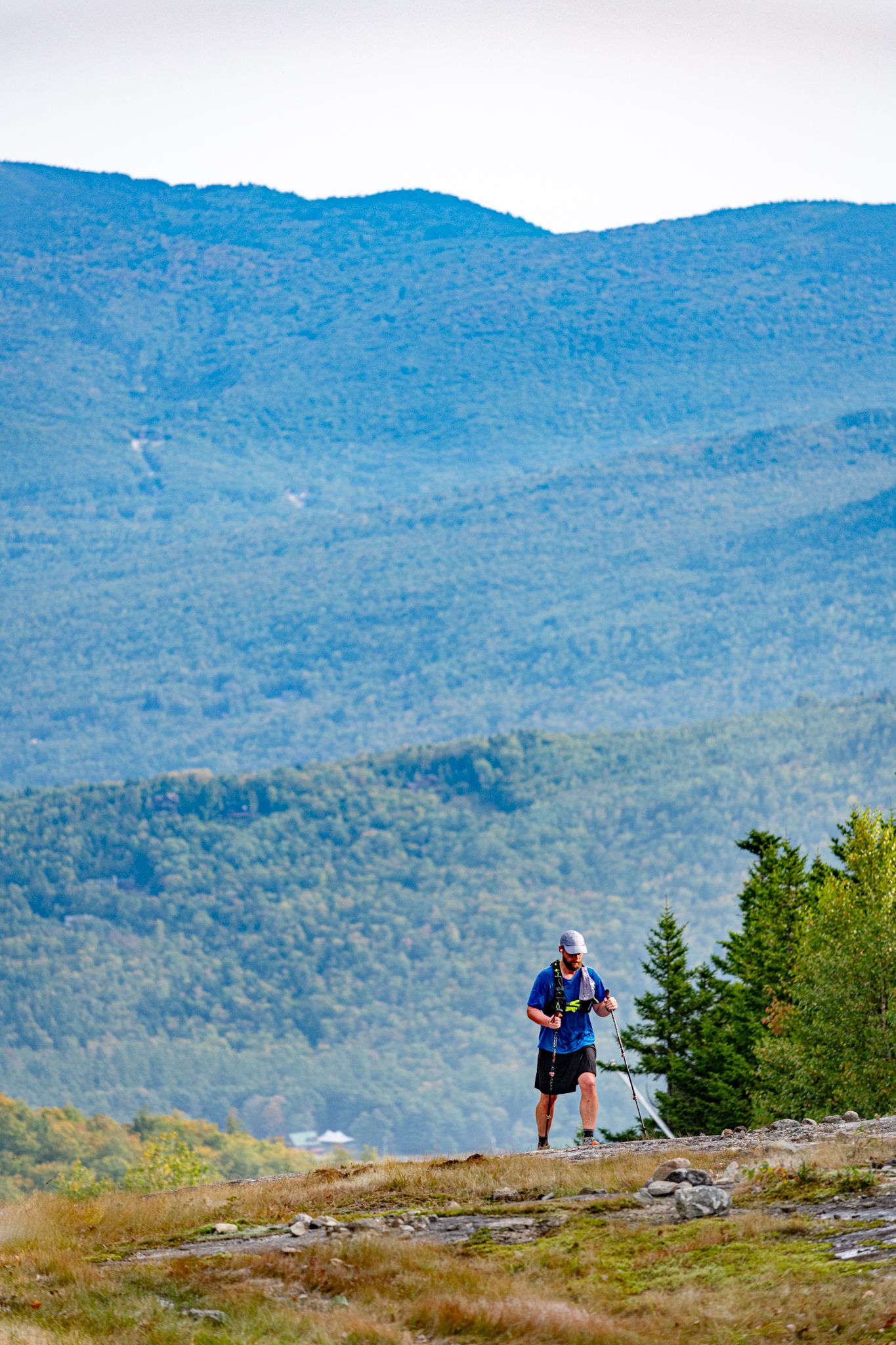 A person hiking at Sunday River.