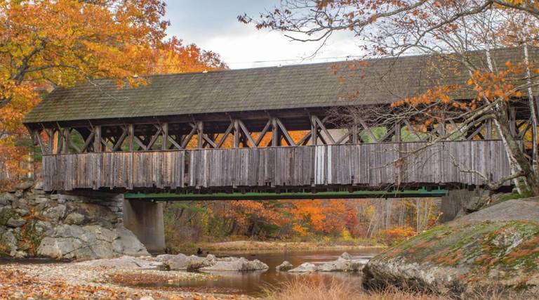 Sunday River Covered Bridge in the fall.