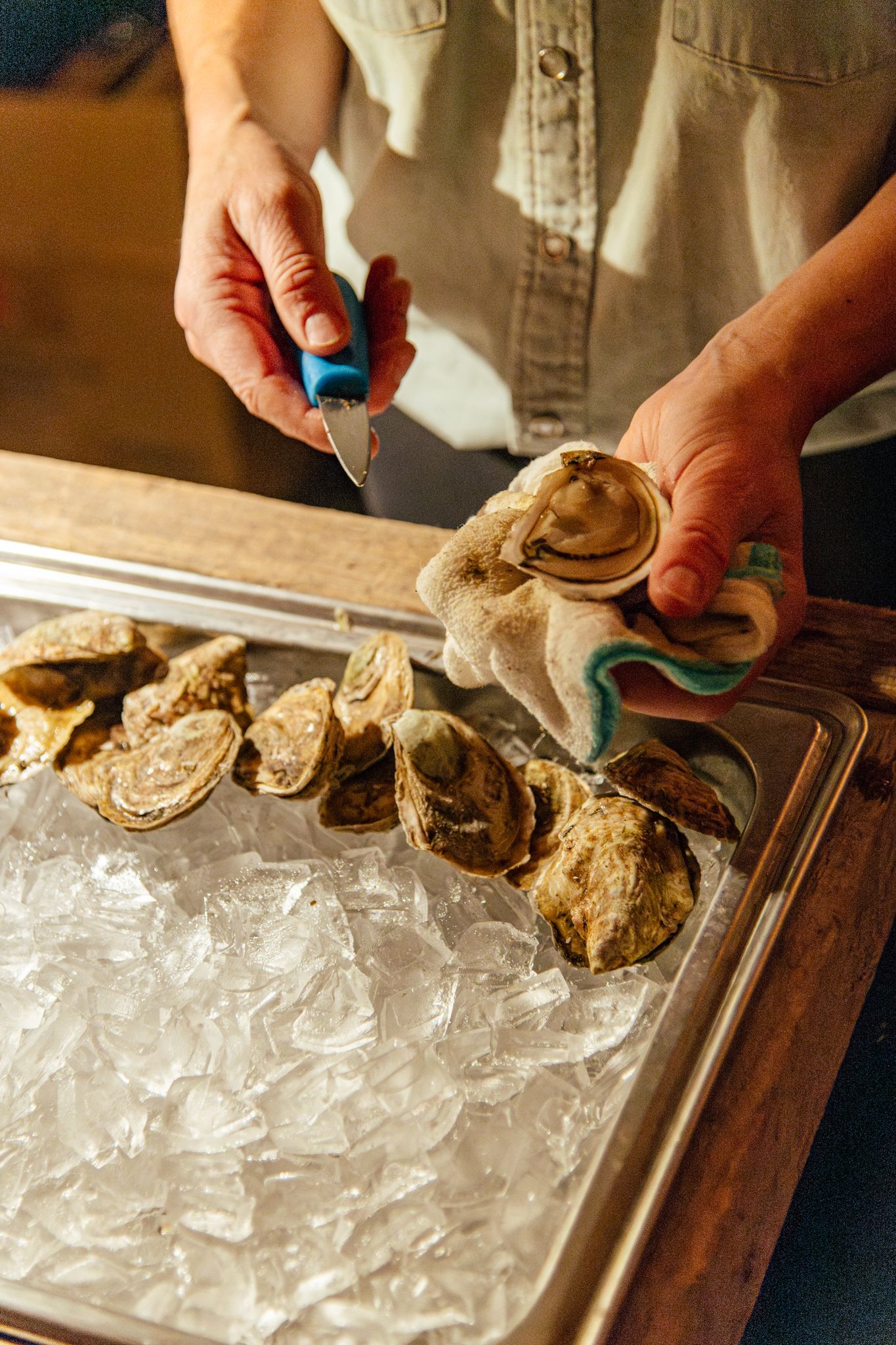 Oysters being prepared at the Chef Summit at Sunday River.