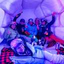 A group of women posing in The Igloo at Sunday River.