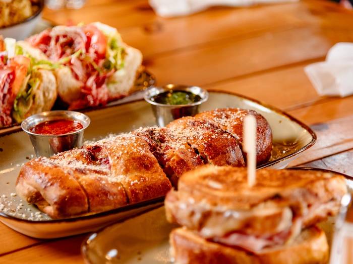 Plates of food at Sliders at Sunday River.