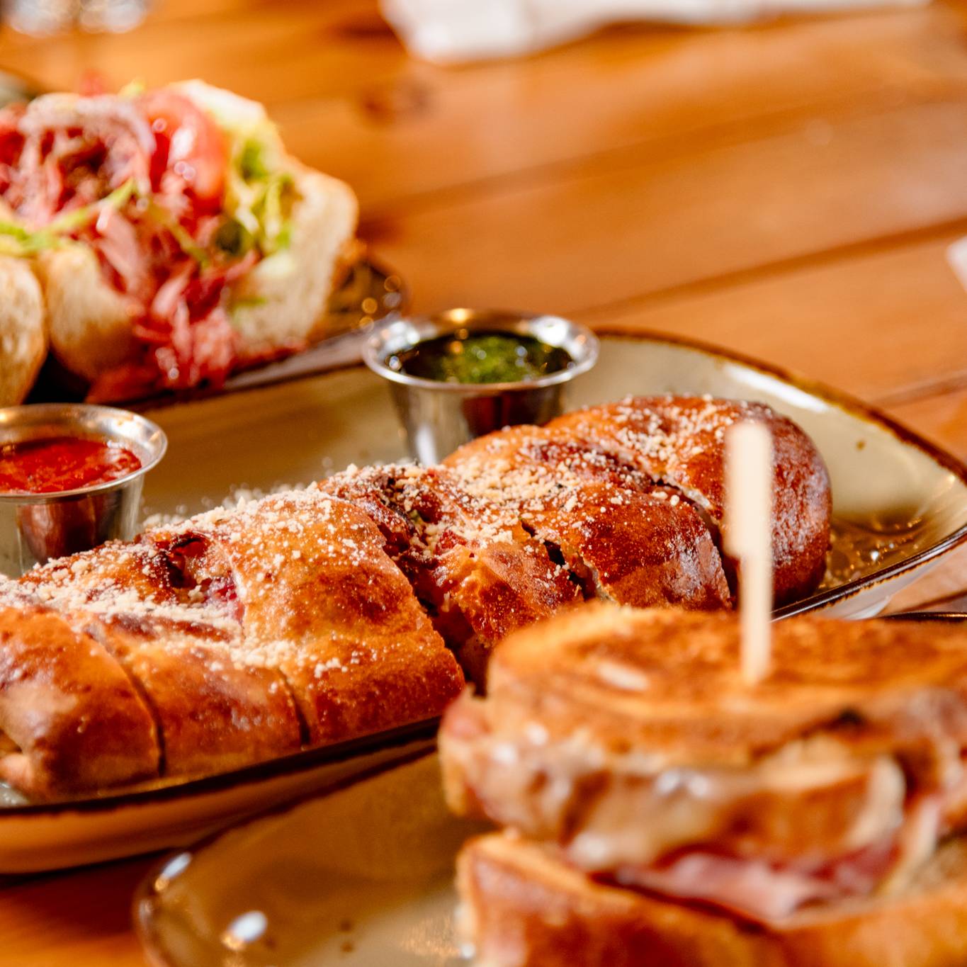 Plates of food from Sliders at Sunday River.