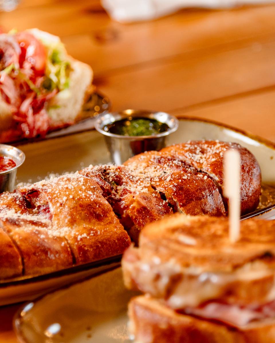 Plates of food at Sliders at Sunday River.