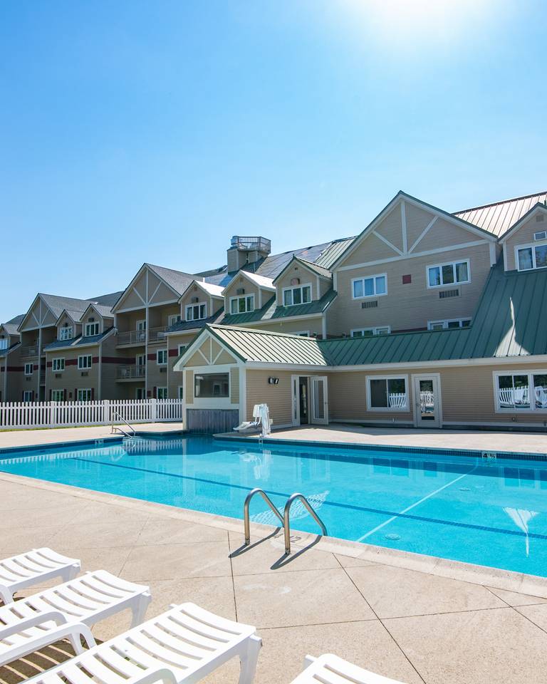 Grand Summit pool at Sunday River Resort in the summer.
