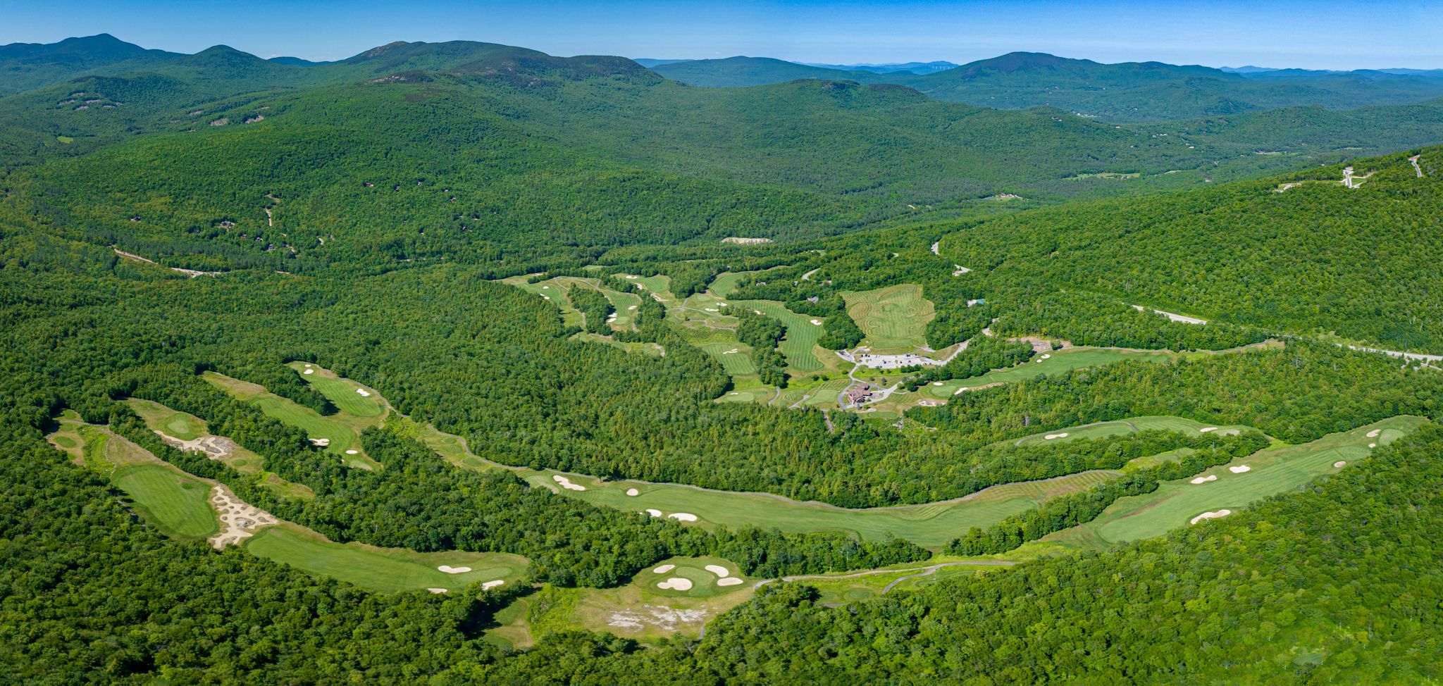 Sunday River Golf Club from a drone view.