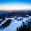 A beautiful winter sunrise at the Jordan 8 chairlift at Sunday River.