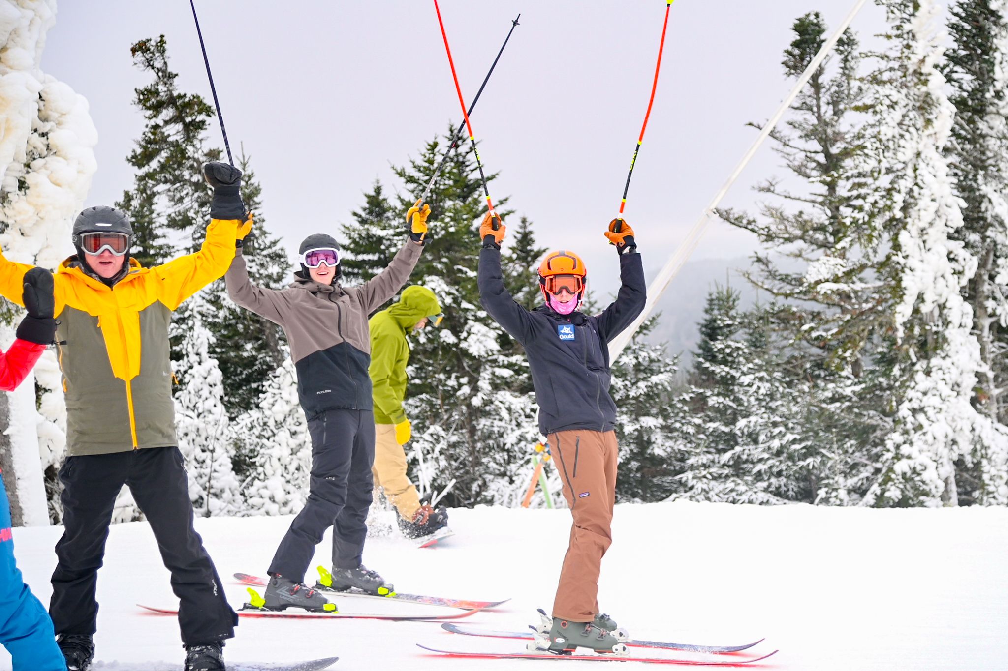 Friends cheering for Opening Day at Sunday River