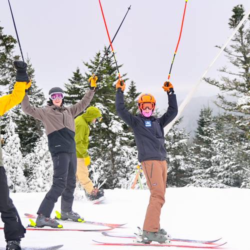 Friends cheering for Opening Day at Sunday River