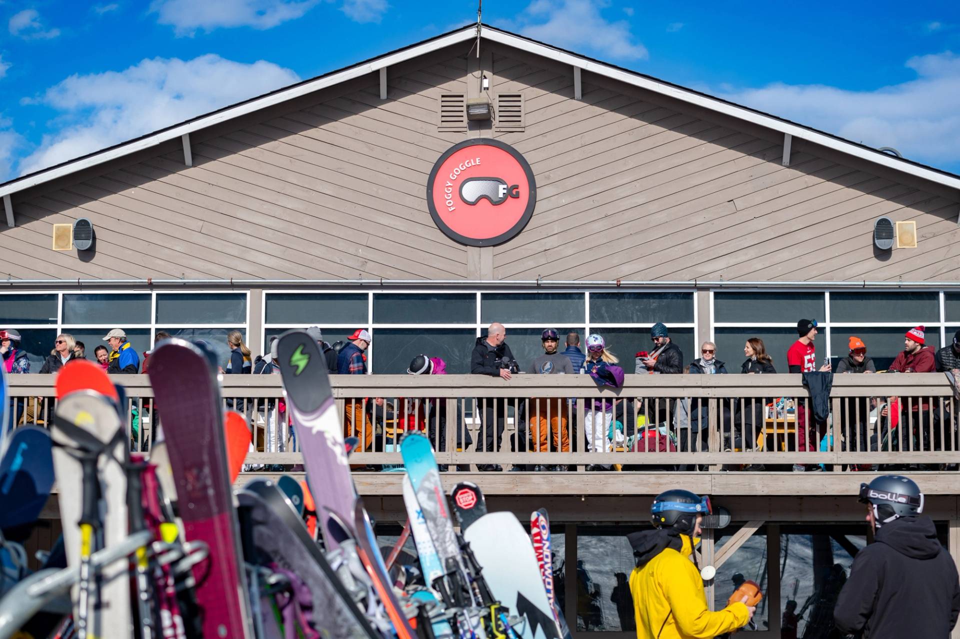 Foggy Goggle deck in the winter time at Sunday River.