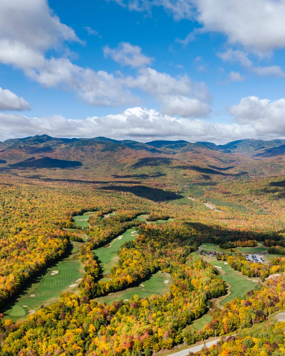 Sunday River Golf Club with the mountains in the background.