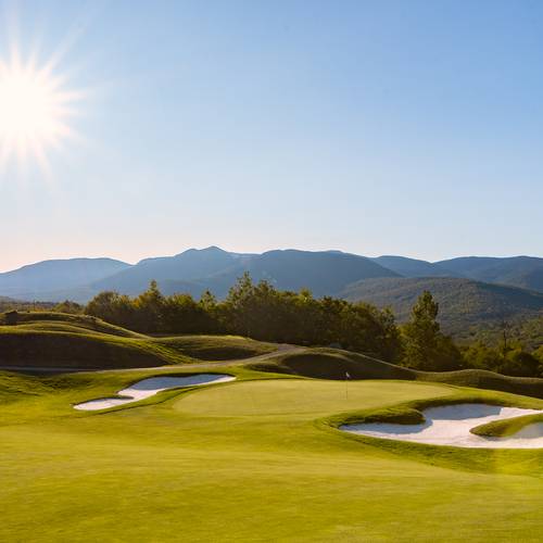 A scenic hole at Sunday River Golf Club.