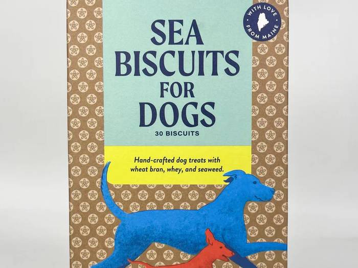 Maine Grains dog biscuits packaging.