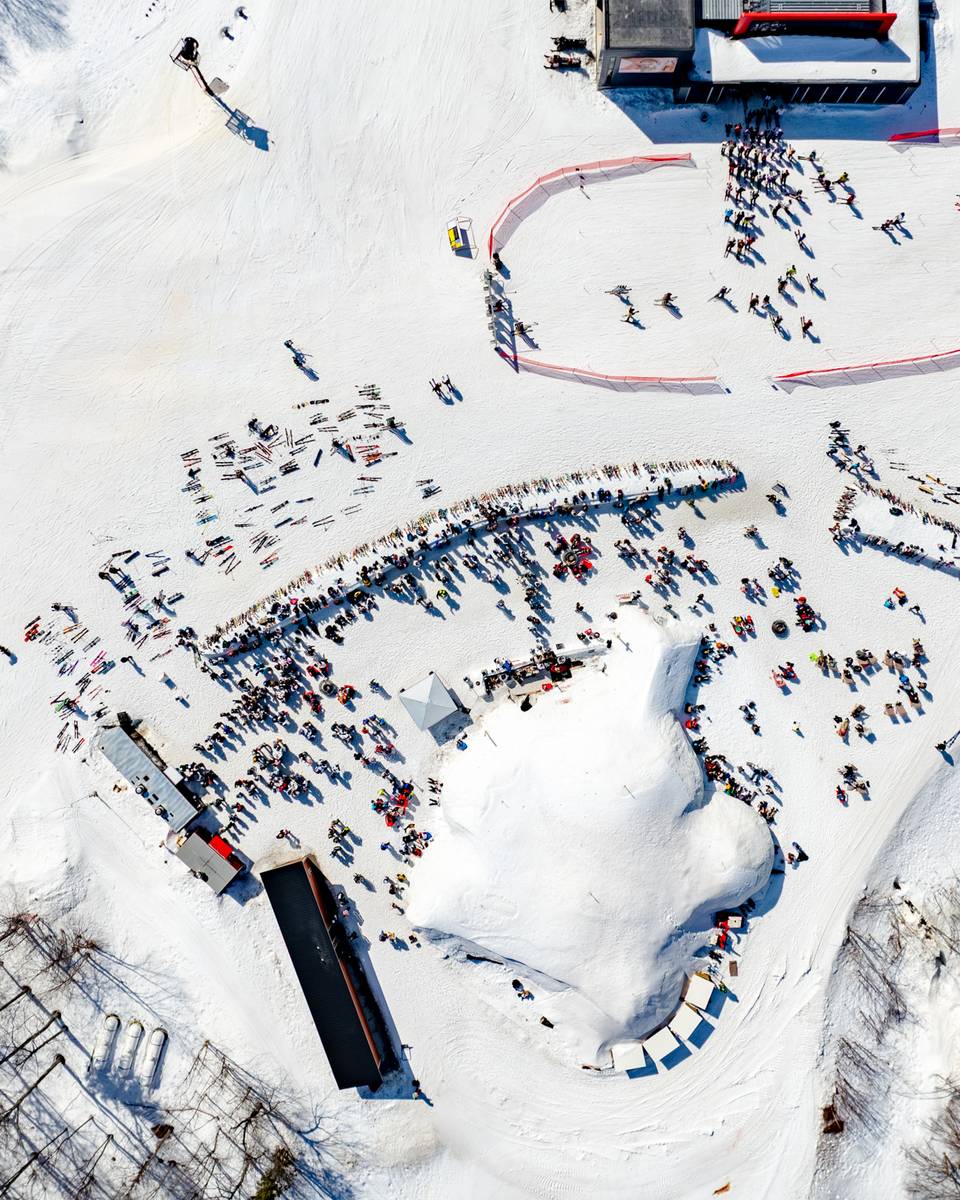 An aerial view of the Iglu at Sunday River.