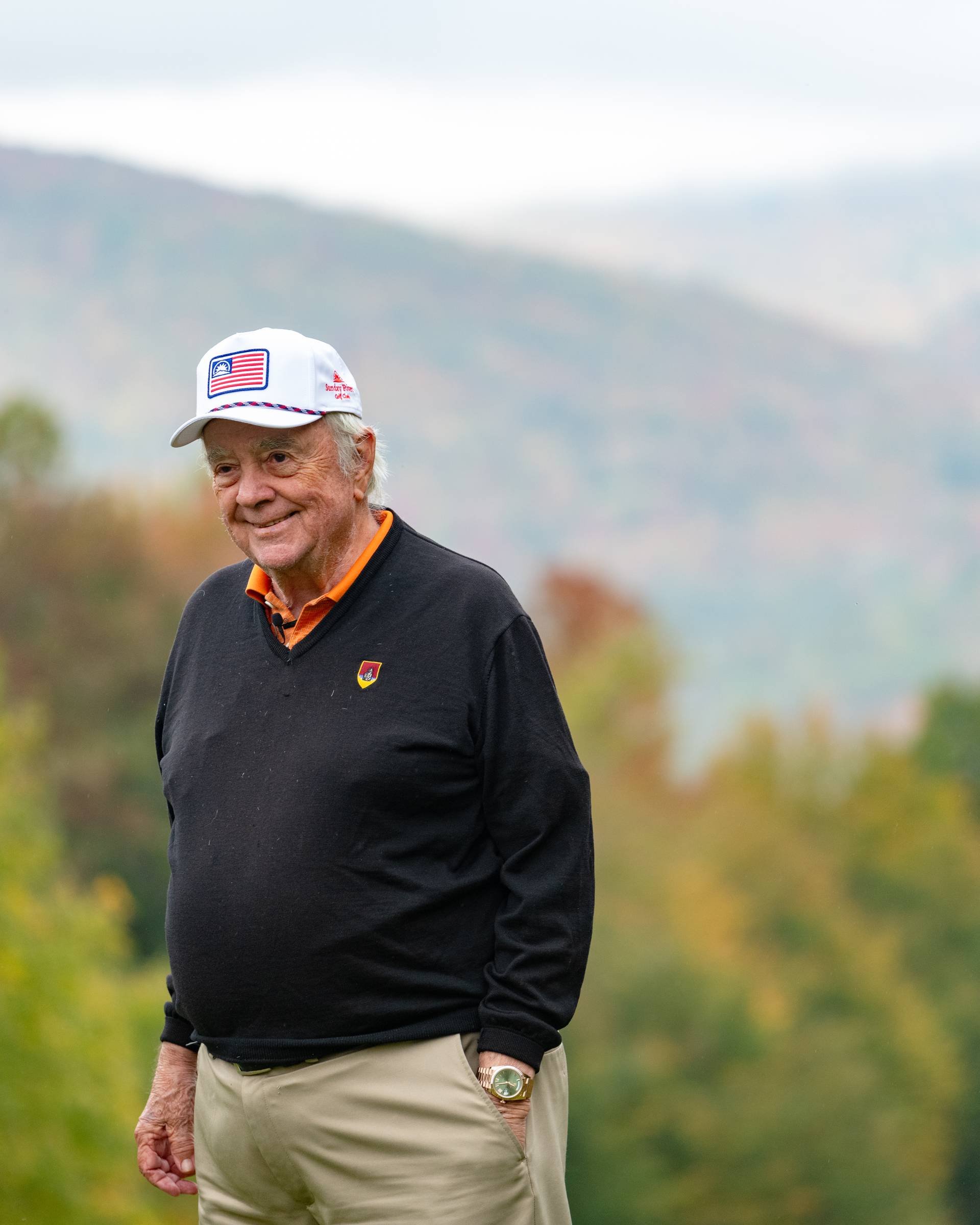 Robert Trent Jones, Jr., visiting the Sunday River Golf Club in 2023.