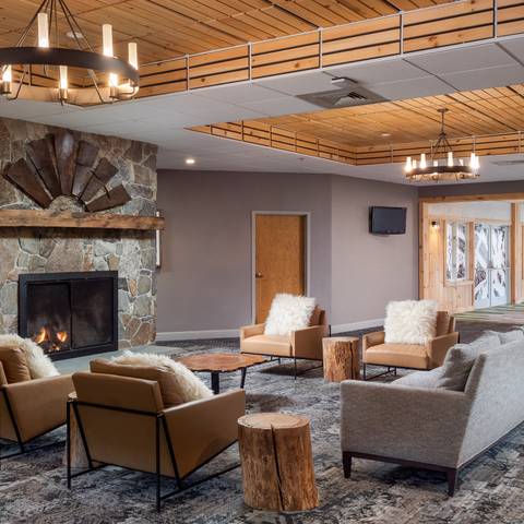 The lobby area near the conference center at the Grand Summit.