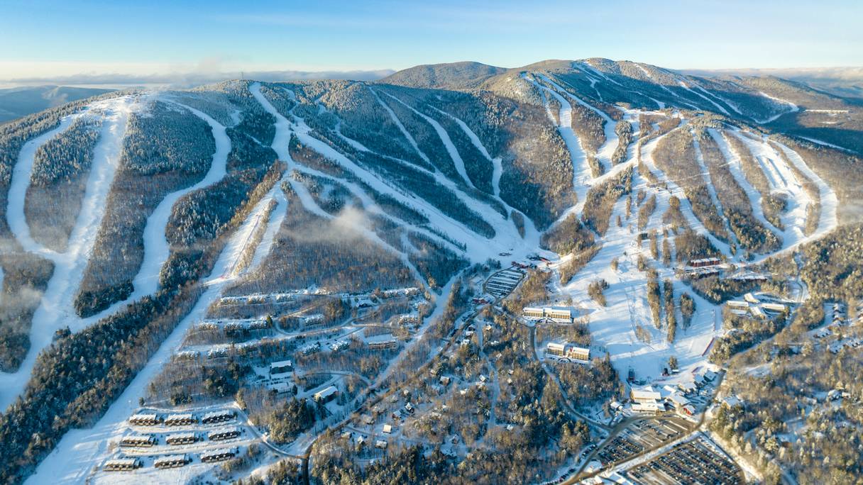 An aerial view of Sunday River Resort in Newry, Maine