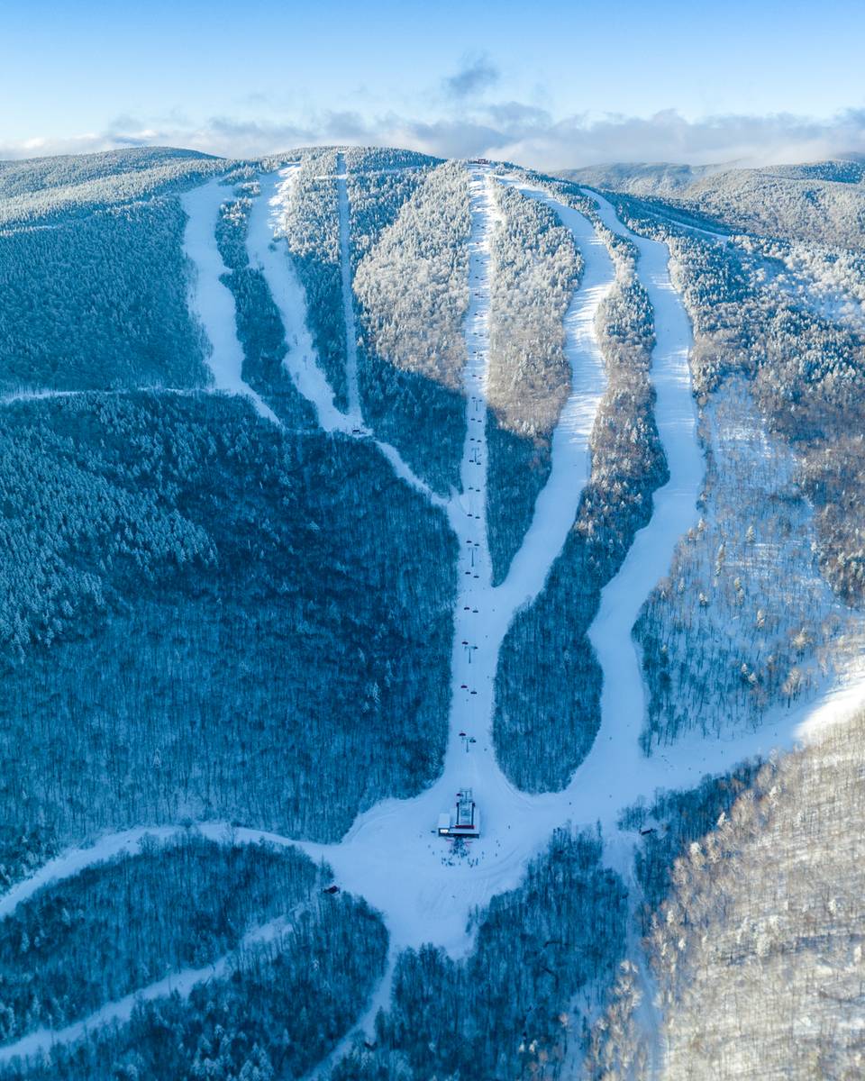 Jordan 8 Bowl at Sunday River in the winter time.