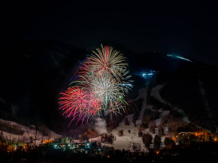 Fireworks at South Ridge in the winter.