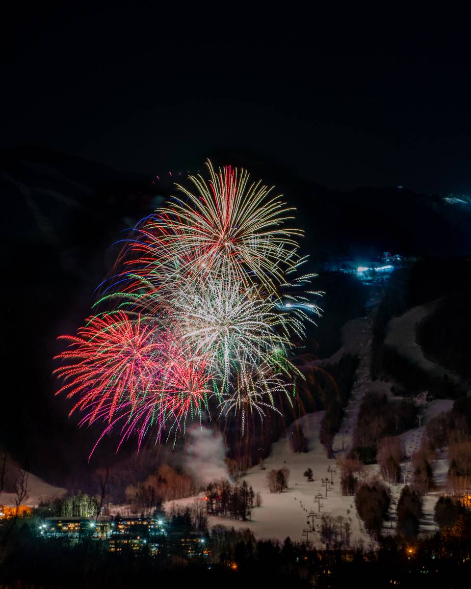 Fireworks at South Ridge in the winter.