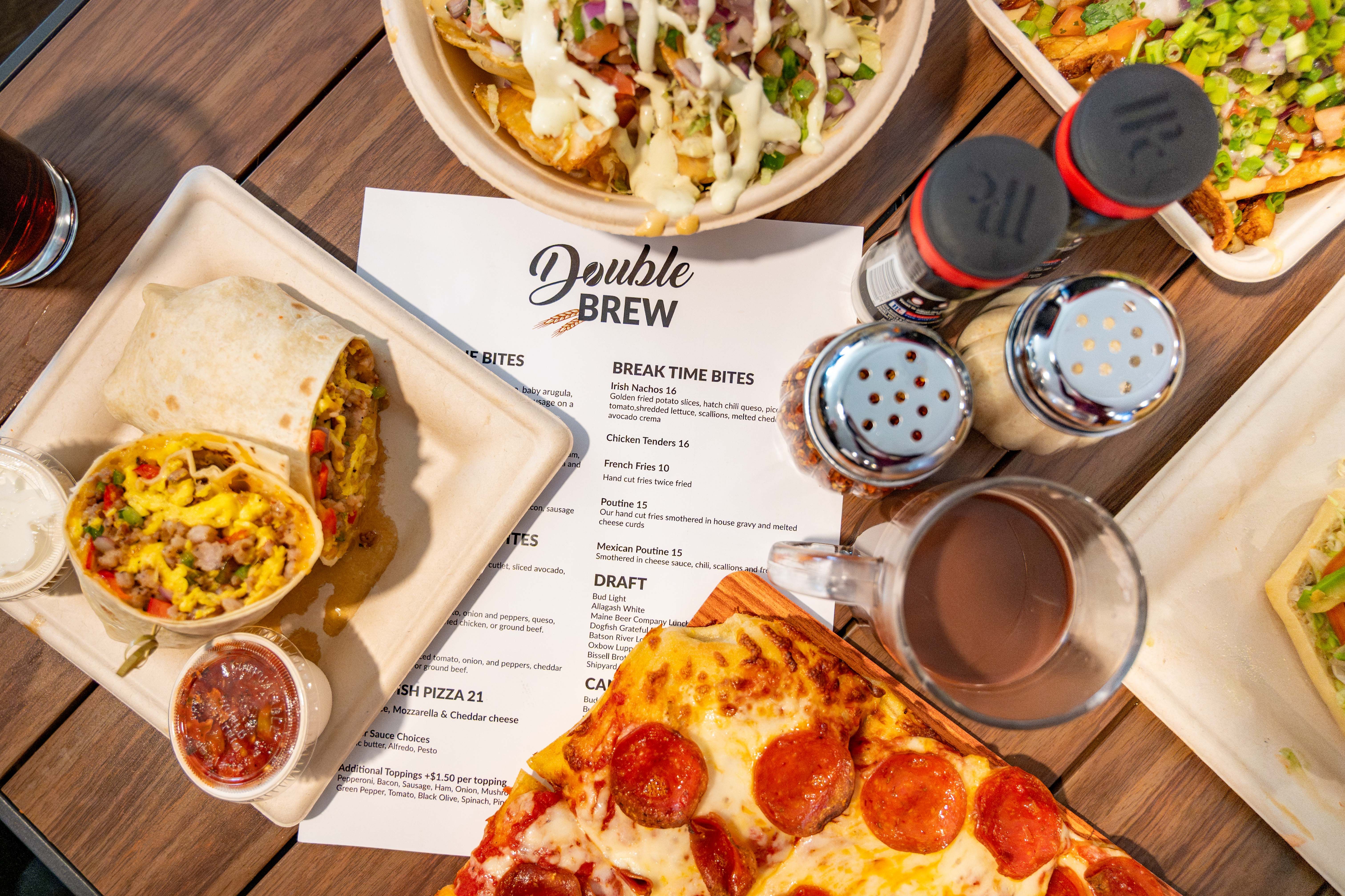 A table of food for Double Brew at Sunday River.