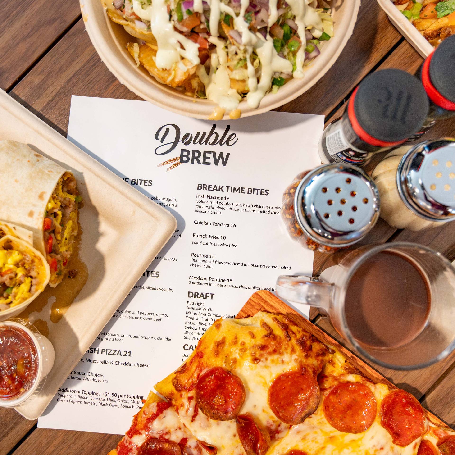 Double Brew menu and food from Sunday River.