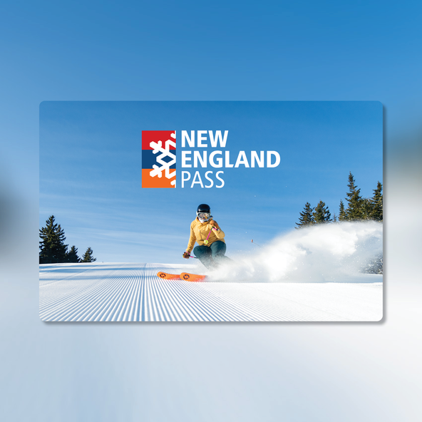 New England Pass logo with a person skiing.