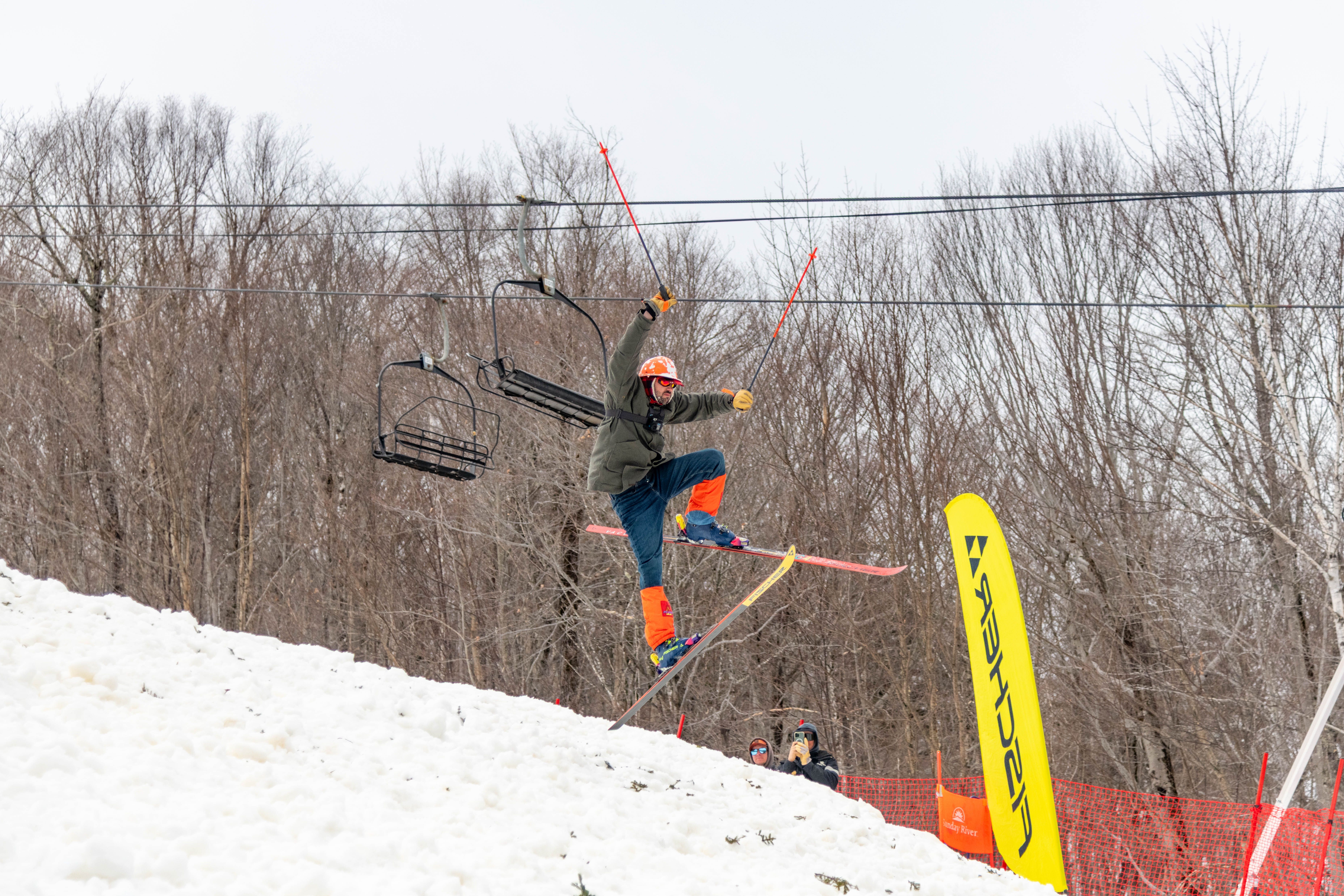 Donny Pelletier skiing at Bust B Burn at Sunday River.