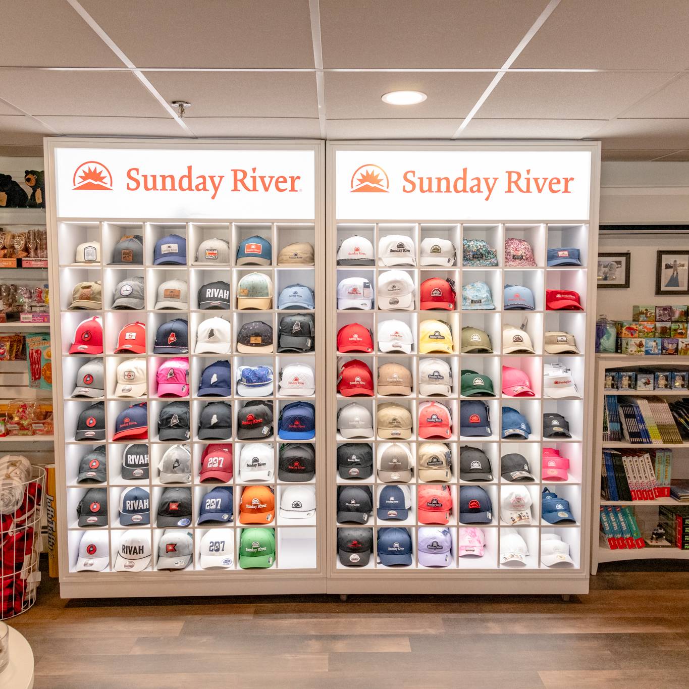 The hat wall at Betty's at Sunday River.