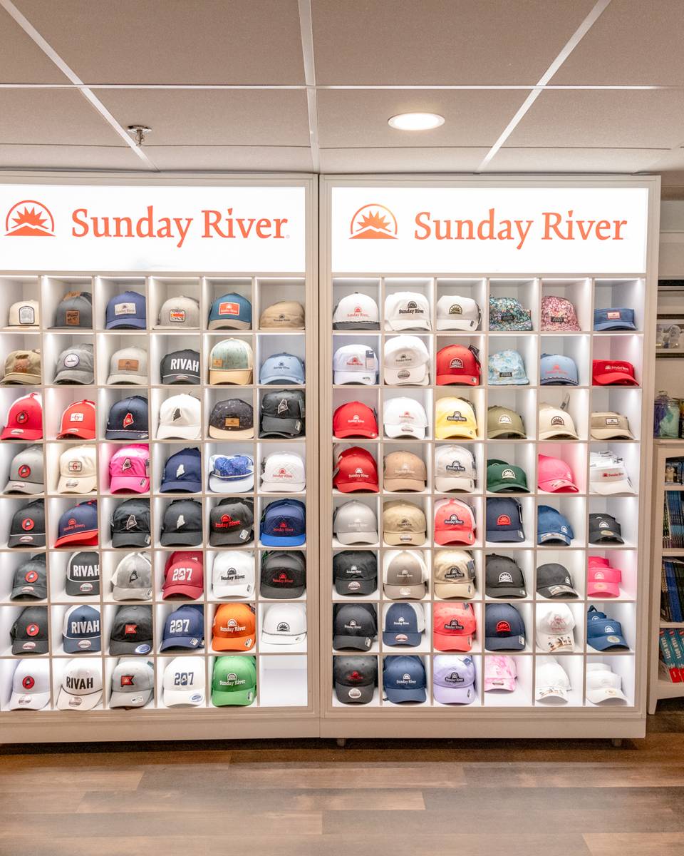 The hat wall at Betty's Treat's and Treasures.