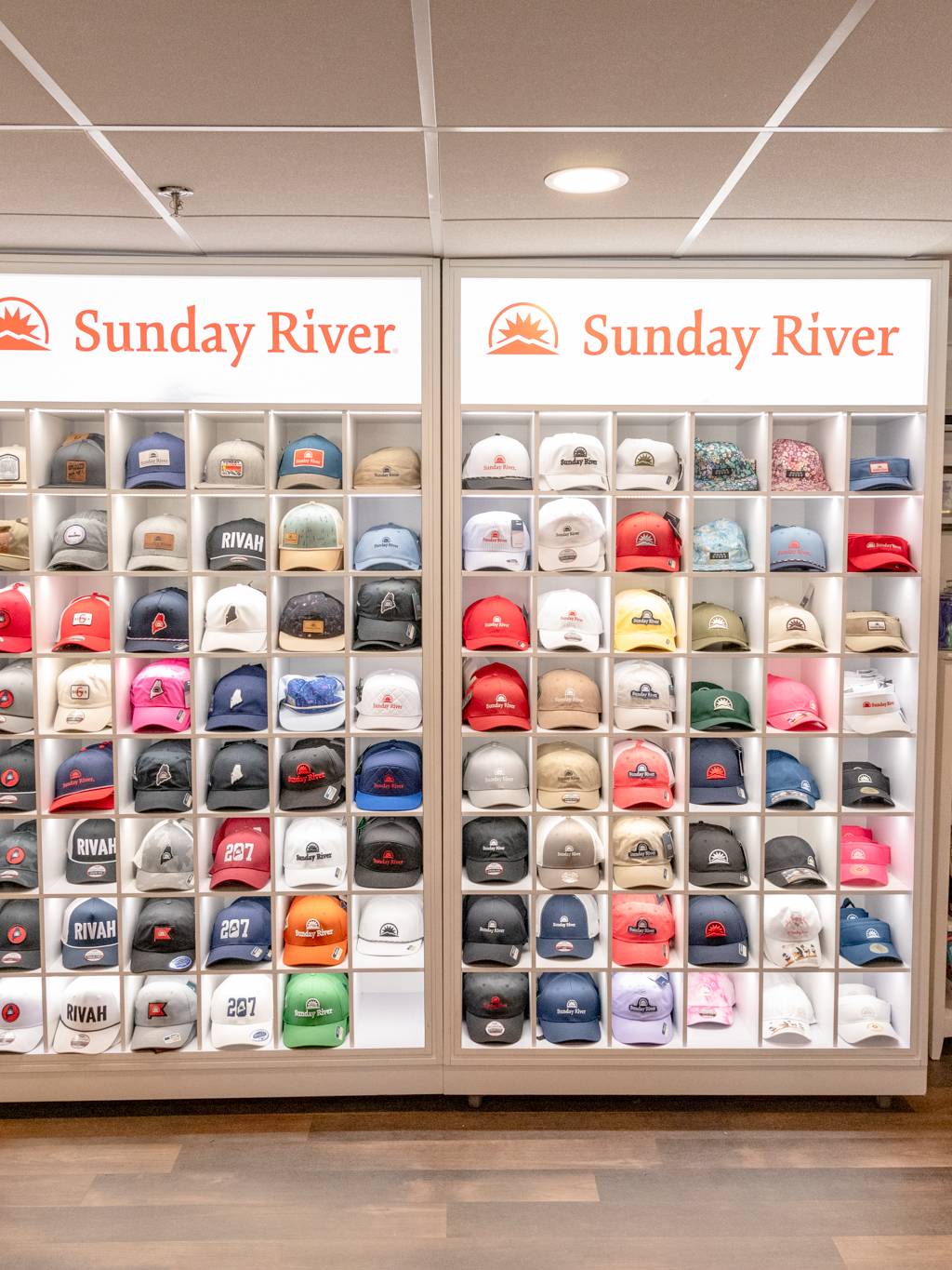 The hat wall at Betty's at Sunday River.